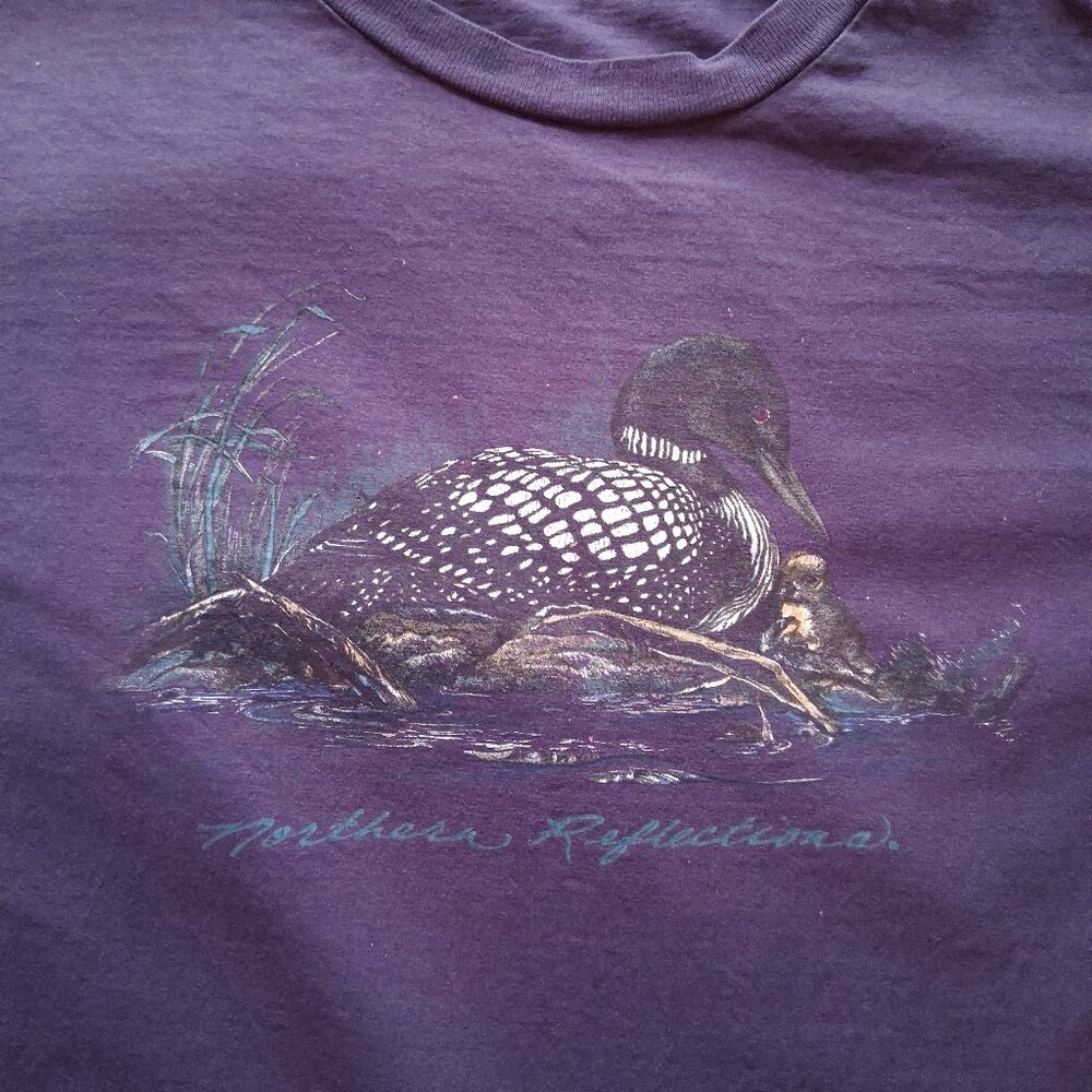 Vintage 1990s Northern Reflections Single Stitch Purple Duck T-Shirt Adult XL